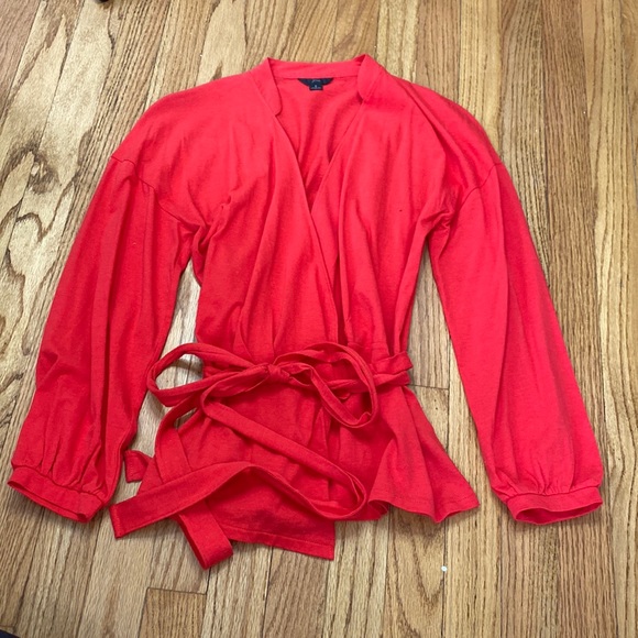 J. Crew Tops - J. Crew Red Wrap Blouse